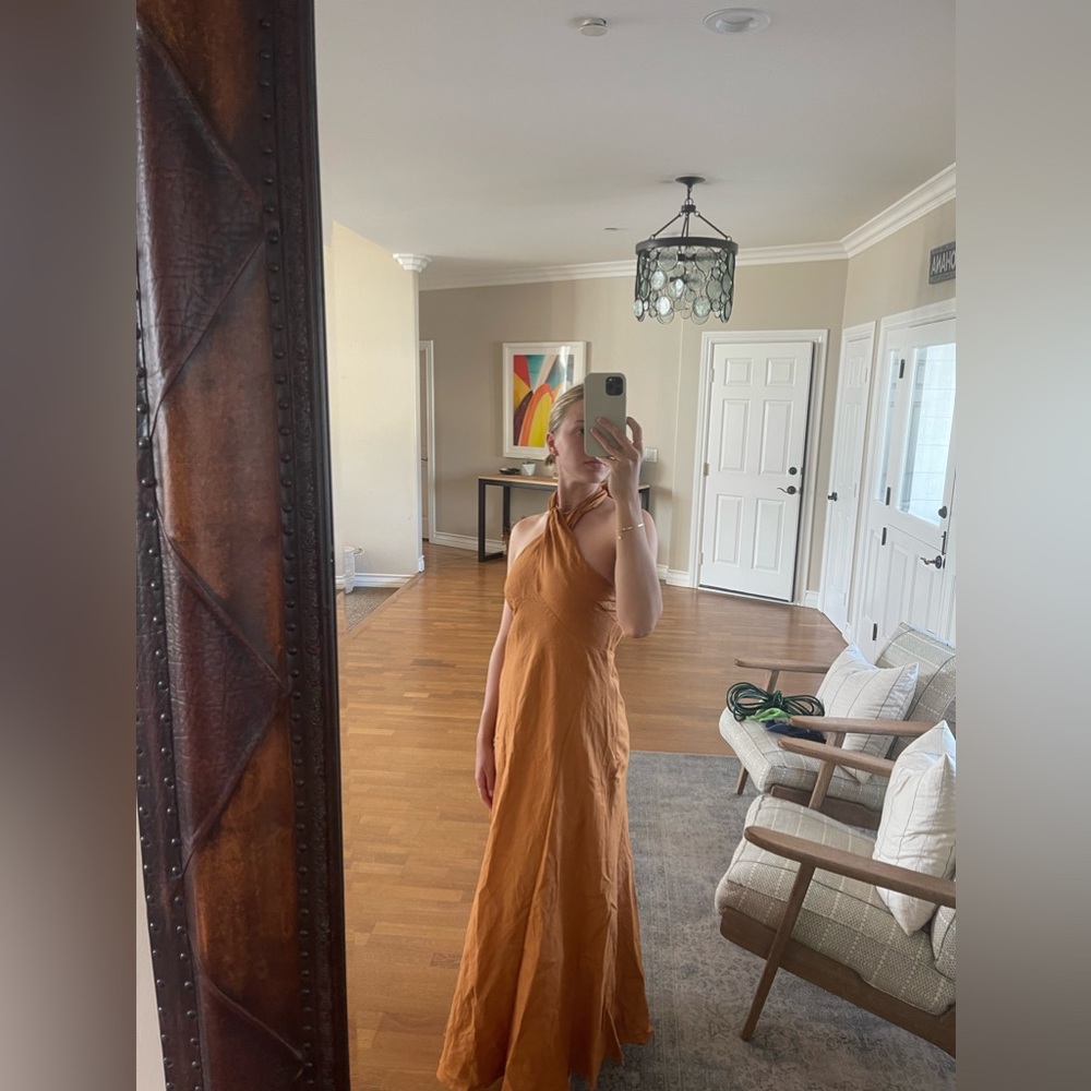 Alexis Tangerine Linen Dress Dissh